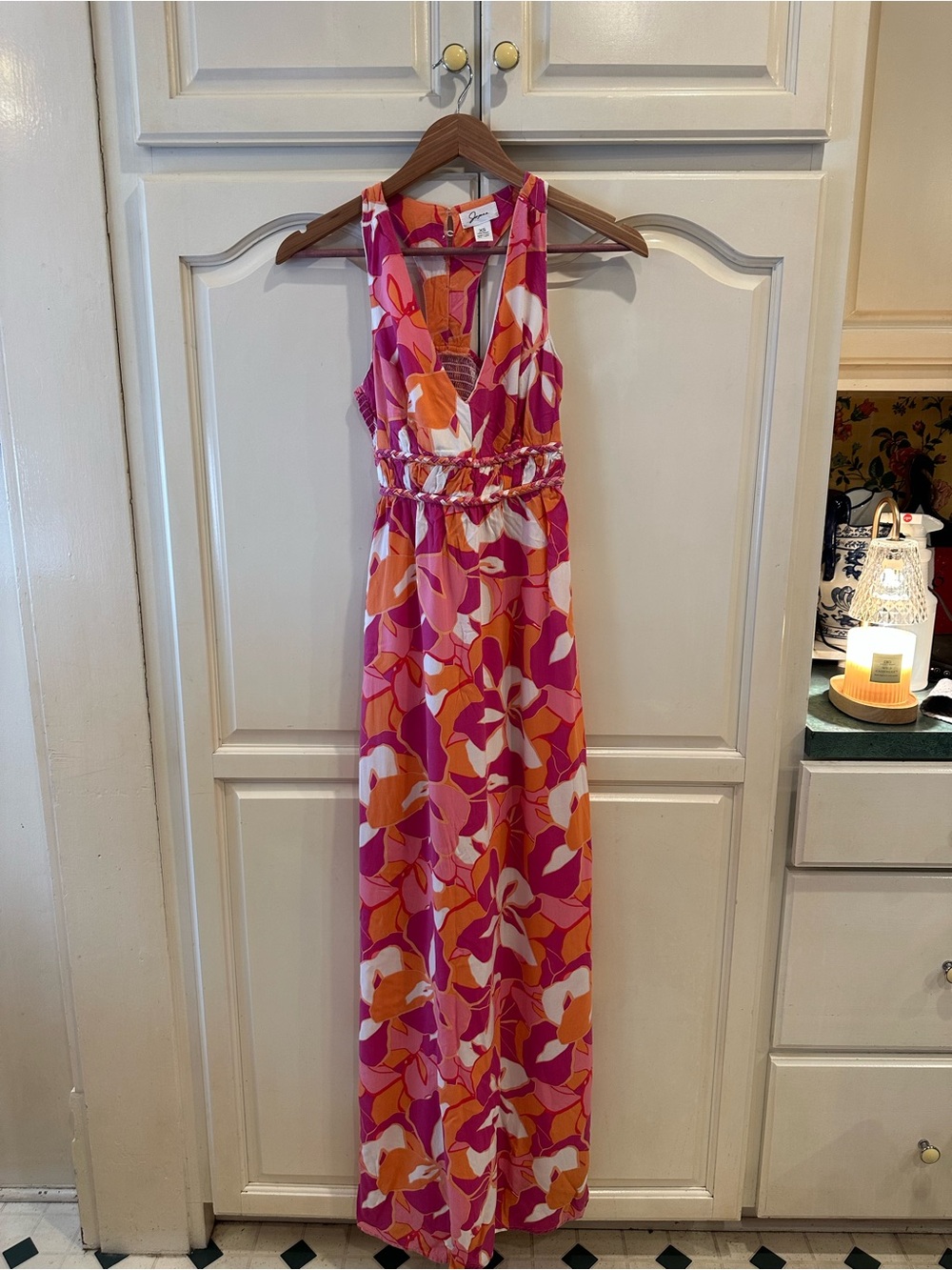 Sleeveless Pink & Orange Floral Maxi Dress - Lightweight Summer Style
